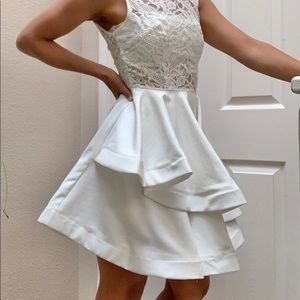Short White Lace Ruffle Bridal Dress